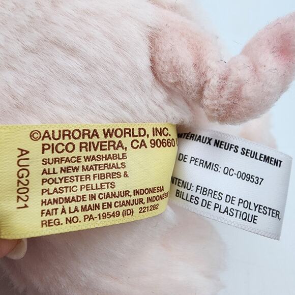 Miyoni Aurora Pig Plush 9" Light Pink Curly Tail Beanie Stuffed Animal Toy 2021 - Picture 8 of 9